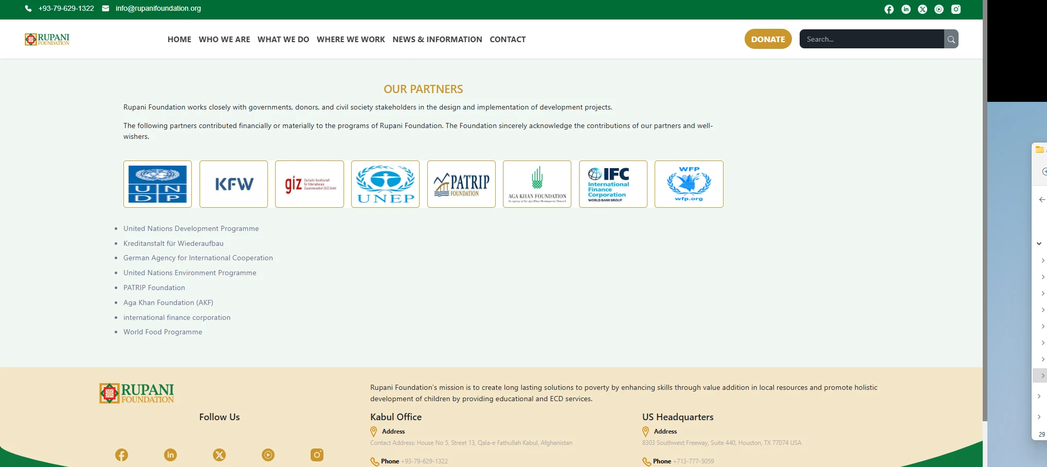 Rupani Foundation Afghanistan Website, API & CMS 2